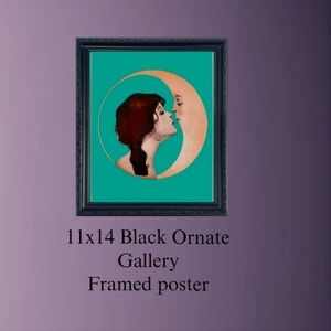 Woman Kissing the Moon Vintage Framed Wall Art